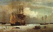 Fitz Hugh Lane Ships Stuck in Ice off Ten Pound Island, Gloucester oil painting artist